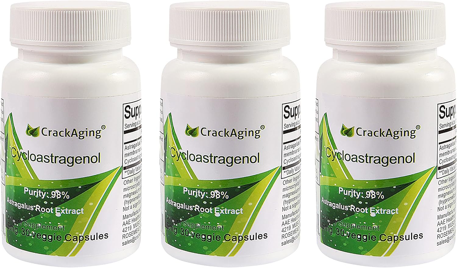 Crackaging Super-Absorption Cycloastragenol 98% | 5mg | 30 Cápsulas