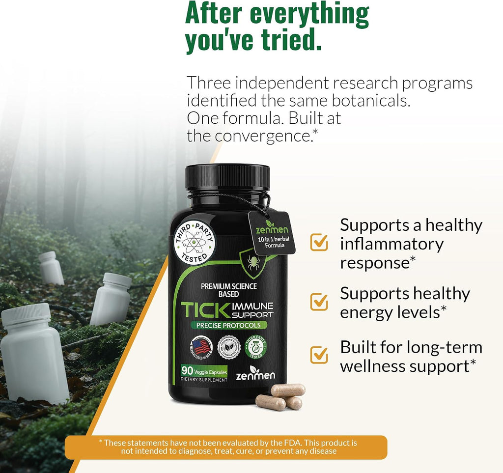 Zenmen Tick Immune Support - Fórmula Mejorada - 90 Cápsulas Veganas