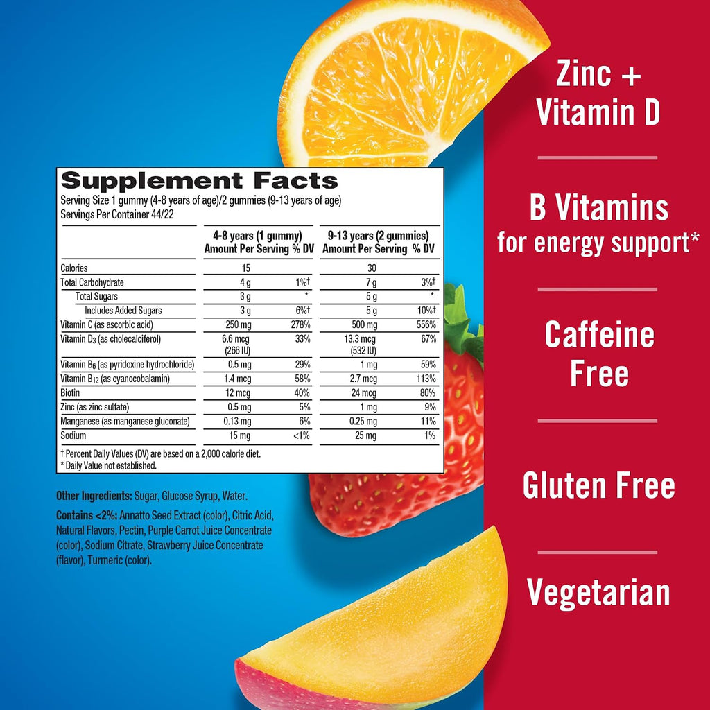 Emergen-C Kidz Gomitas de Vitamina C para el Sistema Inmunitario - Sabor Fruta Divertida - 44 unidades