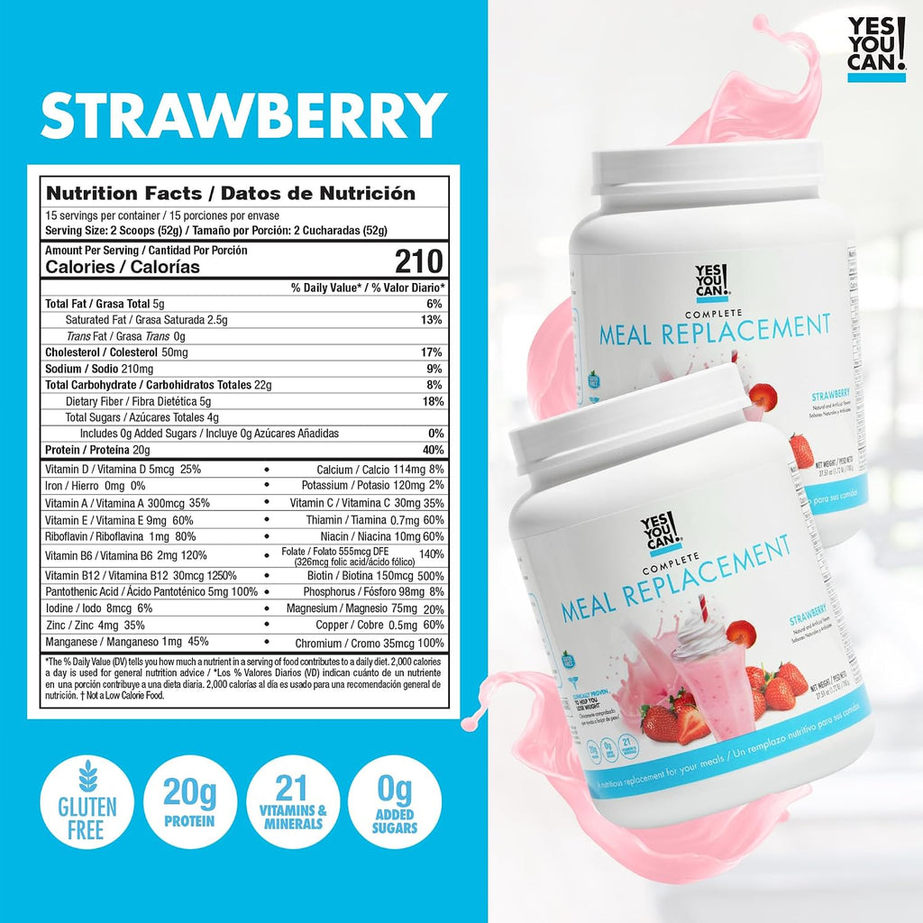 Yes You Can! Transformation Kit - Kit Completo de Sustitución de Comidas y Suplementos (Sabor Fresa)