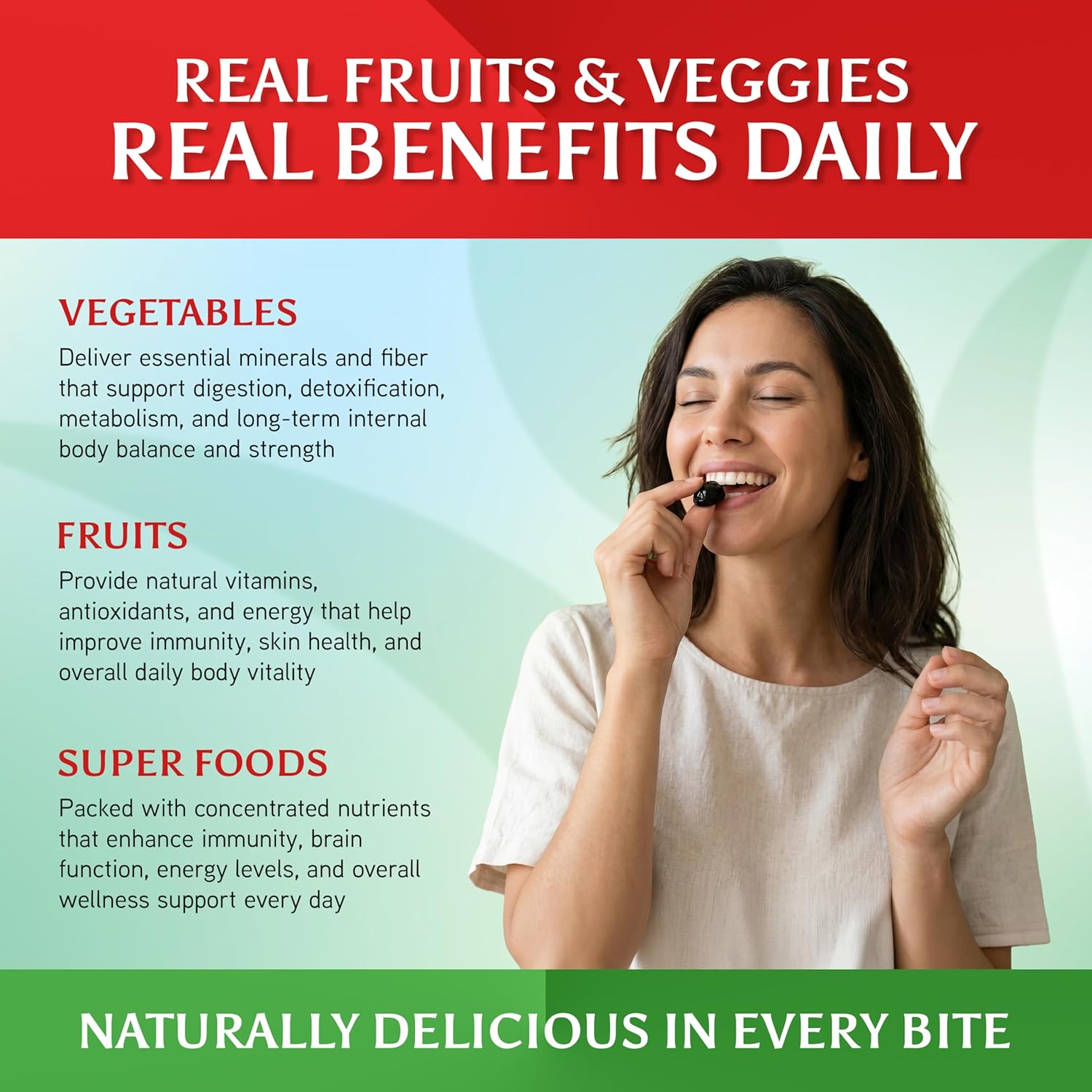 VITINITY Gominolas de Frutas y Verduras - Suplemento Multivitamínico Vegano, 60 unidades (30 días)