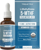 L Methylfolate 7.5 mg + Methyl B12 - 5-MTHF Activo, Complemento para Metilación, Estado de Ánimo y Cognición - 60 Cápsulas