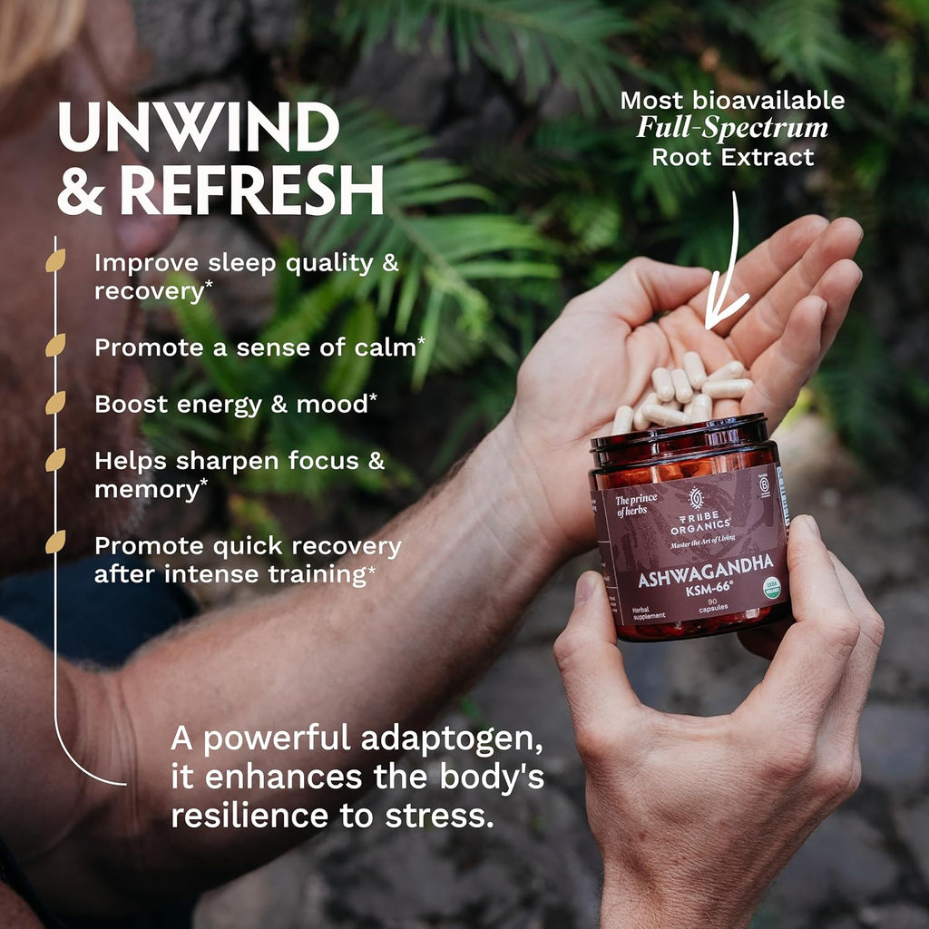 TRIBE ORGANICS Ashwagandha KSM 66 - 90 Cápsulas