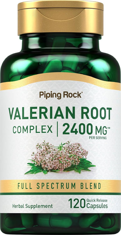 Piping Rock Cápsulas de Raíz de Valeriana | 120 Cápsulas | Extracto Concentrado | Complemento Herbal | No OGM, Sin Gluten – Image 1