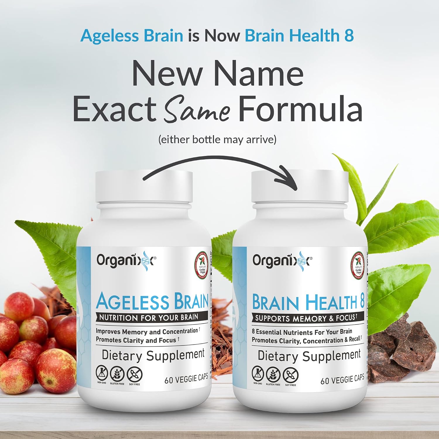 Organixx Ageless Brain - Complemento alimenticio para la función cerebral, claridad y enfoque, 60 cápsulas vegetarianas