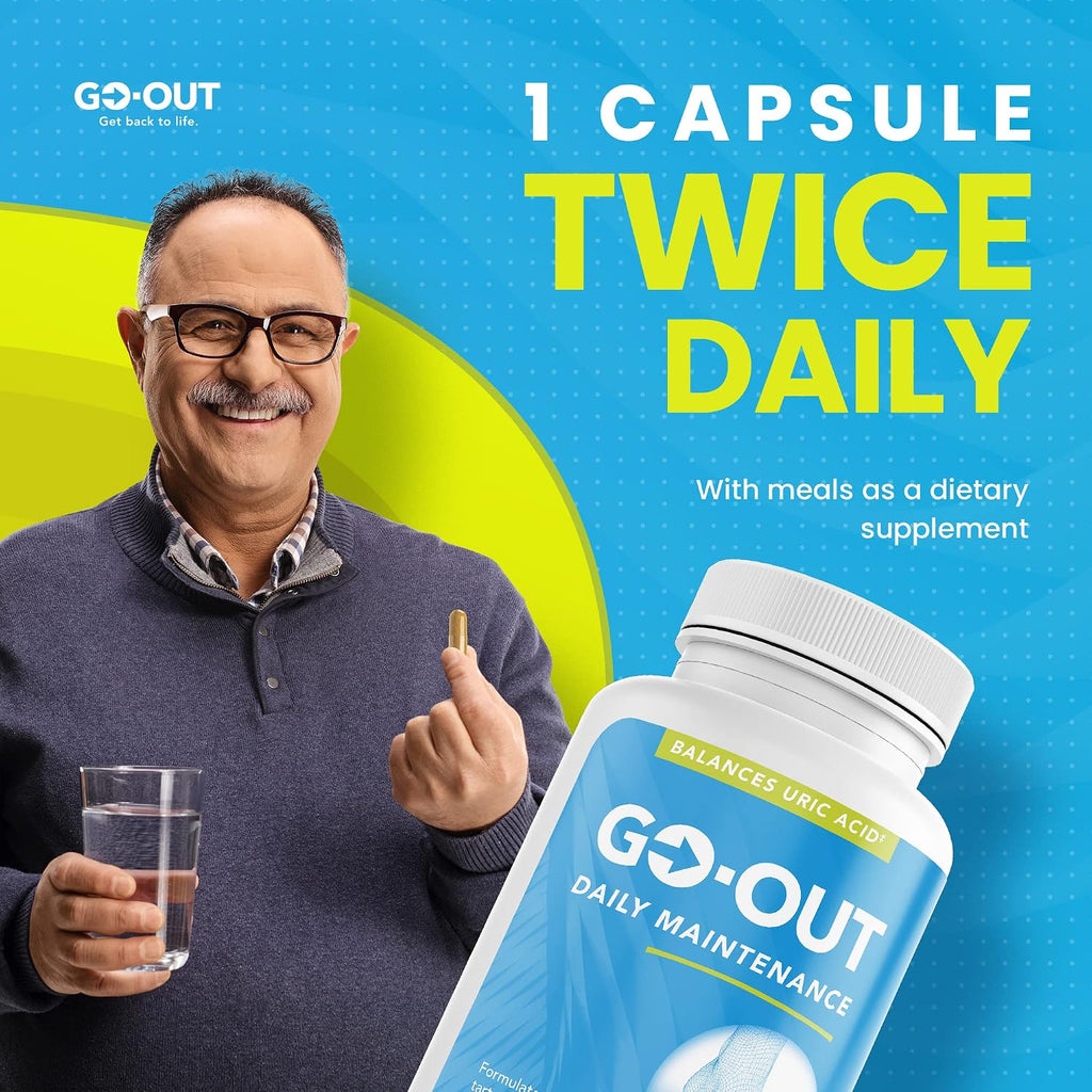 Go Out Daily Maintenance – Soporte Natural para el Ácido Úrico con Cereza Ácida y Semilla de Apio – 90 Cápsulas Veganas