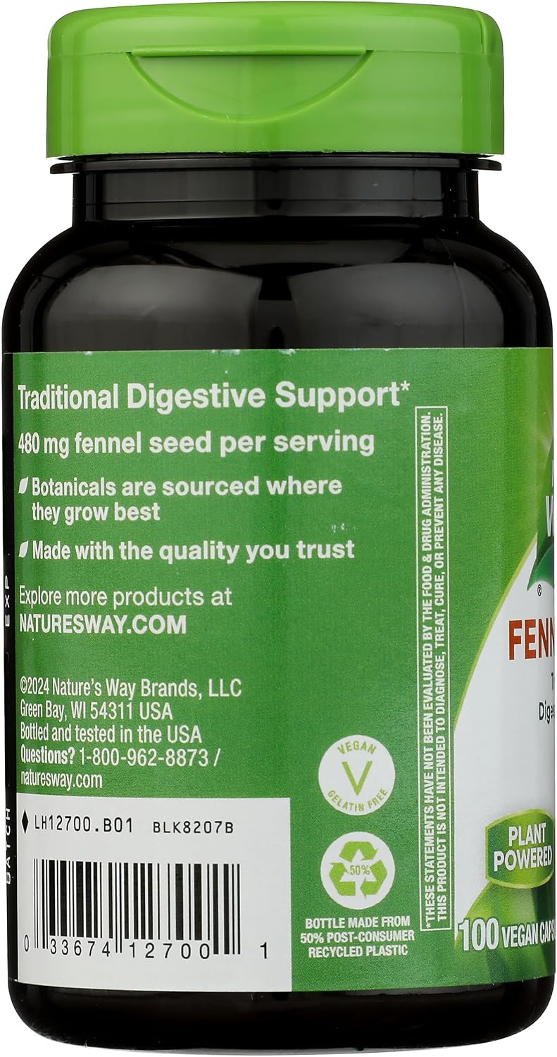 Nature's Way Semillas de Hinojo, 480 mg por dosis, 100 Cápsulas