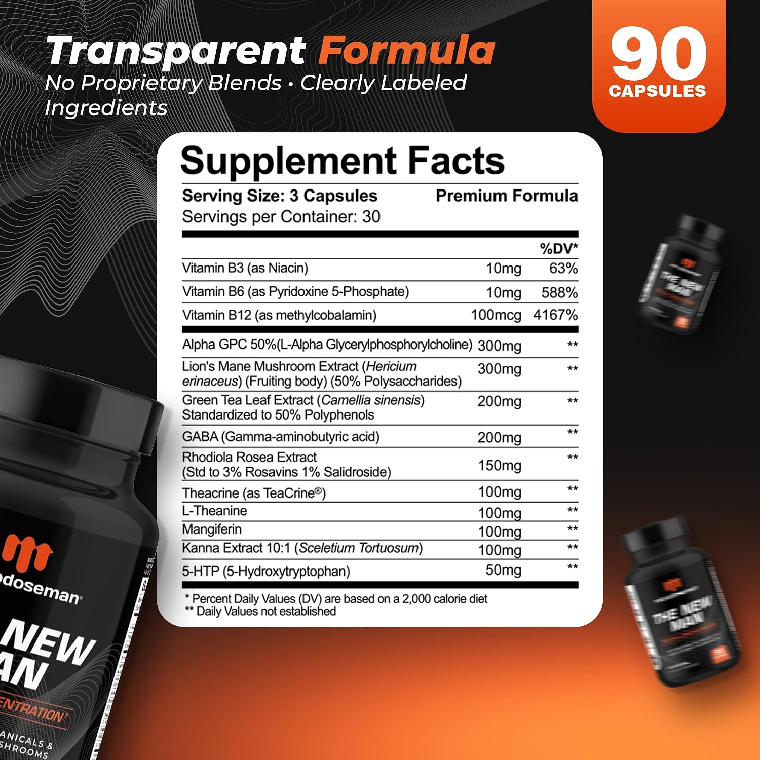 The New Man Brain Supplement for Memory and Focus - 90 Cápsulas