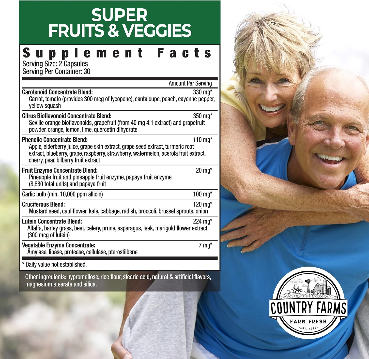 Country Farms Super Fruits and Veggies - Cápsulas de Frutas y Verduras (60 Cápsulas, 2 Envases)