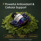 NatureBell Resveratrol - 180 Cápsulas Vegetarianas - 1000mg Extracto de Polygonum Cuspidatum - Apoyo Antioxidante