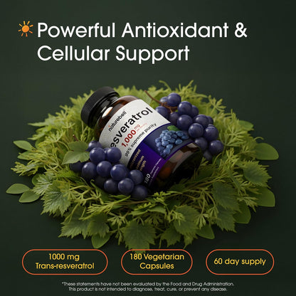 NatureBell Resveratrol - 180 Cápsulas Vegetarianas - 1000mg Extracto de Polygonum Cuspidatum - Apoyo Antioxidante – Image 2
