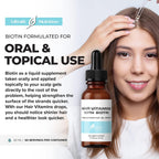 Ultra6 Nutrition Liquid Biotin 5000 mcg with Vitamins C, E, B6 & Organic Coconut Oil - Hair, Skin & Nails Supplement