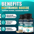 Organic Cadane Nicotinamida Ribósido 500mg | Apoyo Salud Celular | Vegano, No-GMO | 90 Cápsulas