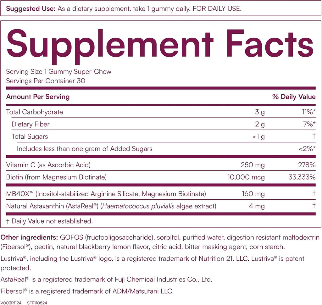 MyBiotin ProClinical Gummies con MB40X y Astaxantina - 30 gominolas sabor baya