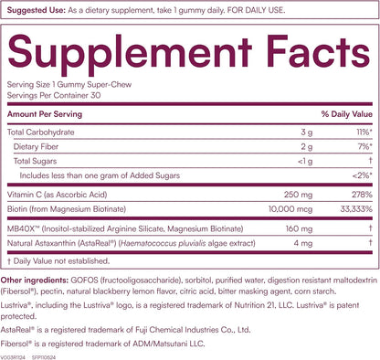 MyBiotin ProClinical Gummies con MB40X y – La biotina contribuye al funcionamiento normal del sistema nervioso. – Image 2