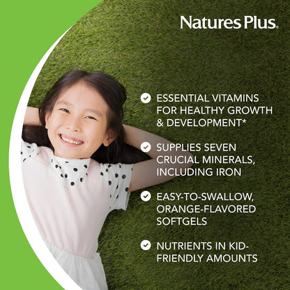NaturesPlus Vita-Gels Multivitamínico Infantil - 180 Perlas Blandas Sabor Naranja Natural – Image 4