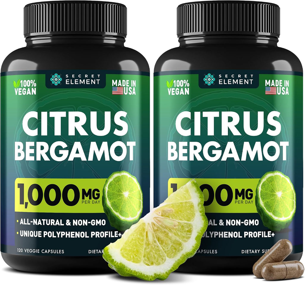 Citrus Bergamot Extract 1000mg – Cápsulas de Bergamota Cítrica para Bienestar Diario, Antioxidante, Sin Gluten, Vegano, 120 Cápsulas (Pack de 3)