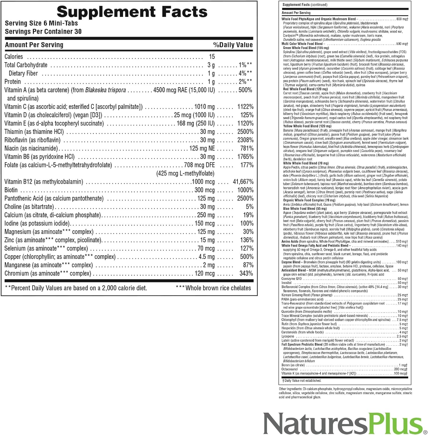 NaturesPlus Source of Life GOLD Multivitamínico - 180 Mini-Comprimidos (Pack de 2) - Con Vitaminas D3, B12 y K2 - Vegetariano y Sin Gluten