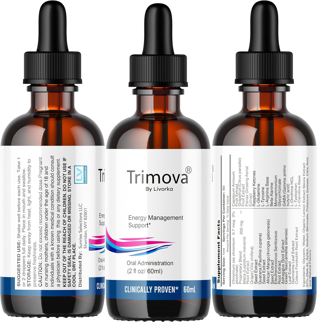 Trimova Metabolic Support Liquid Drops - Advanced Formula (Pack de 3 Botellas, 90 Días)