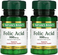 Nature's Bounty Ácido Fólico 800 mcg, Complemento Alimenticio, Máxima Potencia - 250 Comprimidos (Pack de 2)