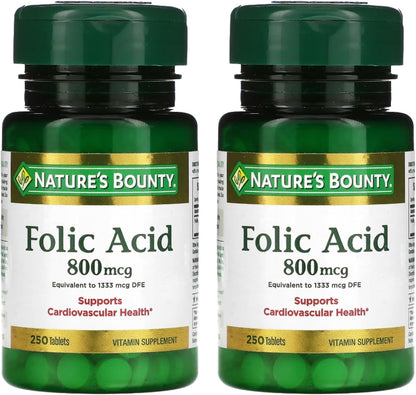 Nature's Bounty Ácido Fólico 800 mcg, – El ácido fólico contribuye al crecimiento de los tejidos maternos durante – Image 1