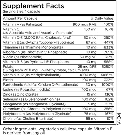MethylPro Multivitamin + L-Metilfolato 15 mg - 30 Cápsulas