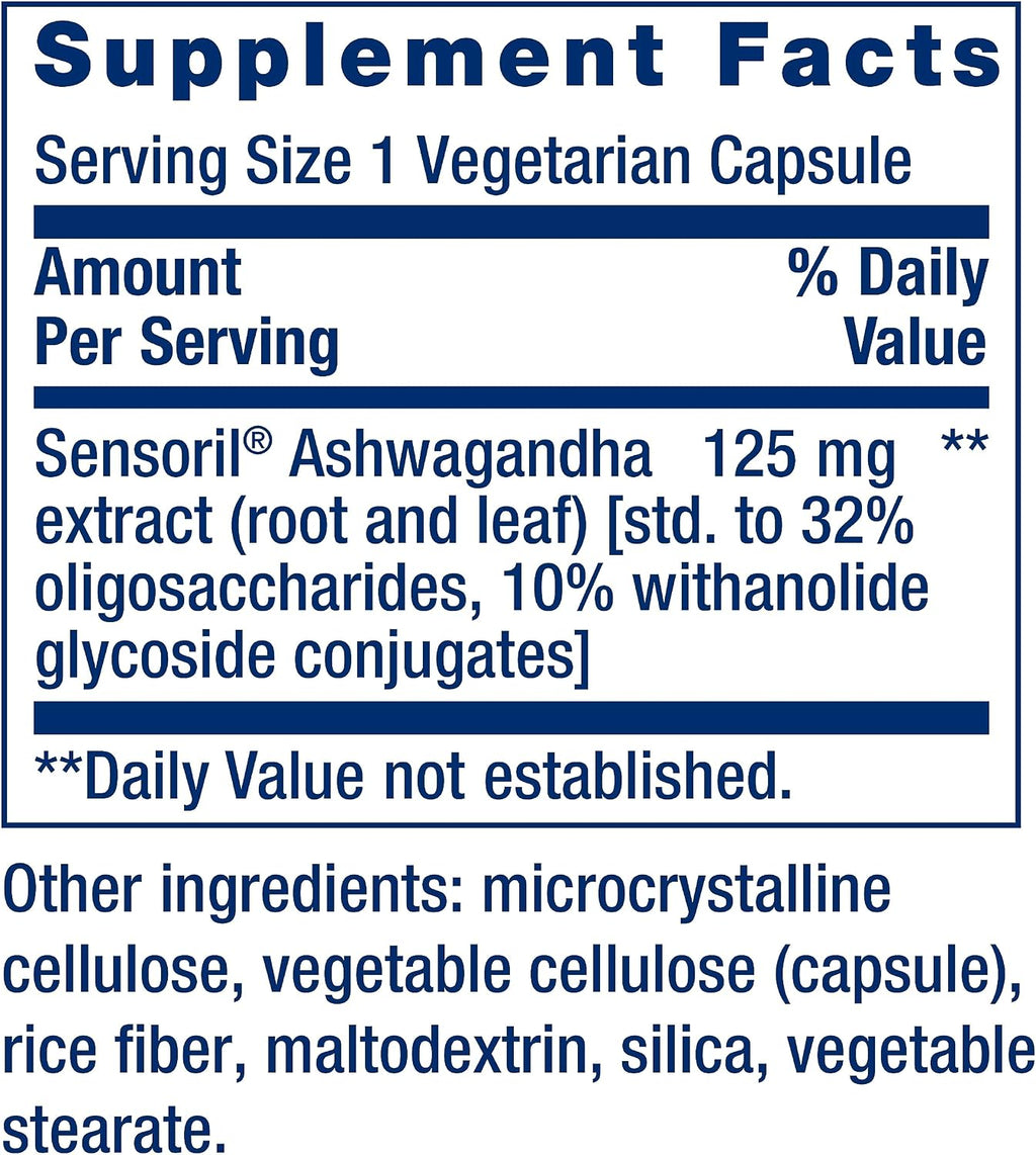 Life Extension Optimized Ashwagandha - Suplemento para el Estrés, Memoria y Concentración, 60 Cápsulas