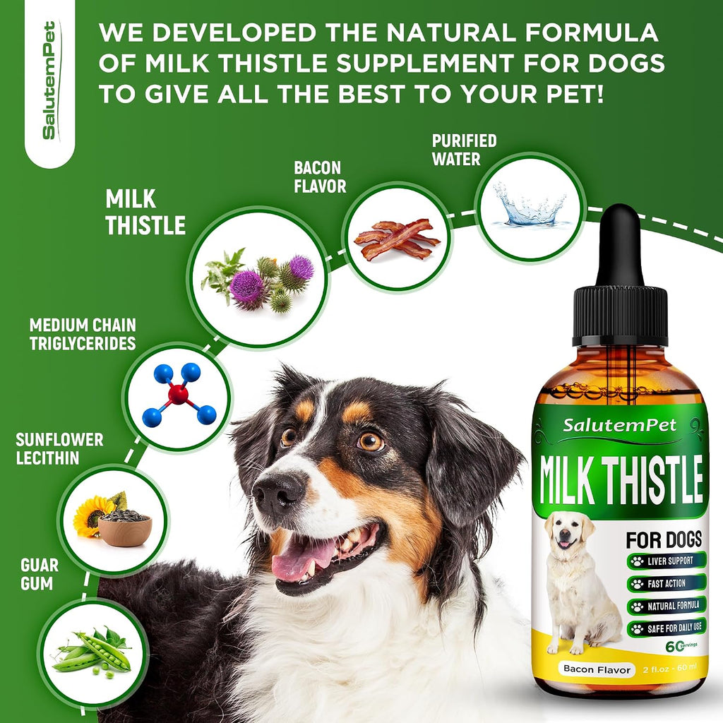 Cardo Mariano para Perros - Suplemento Hepático Natural - Sabor Bacon - 60 ml