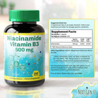 Vitamina B3 (Niacinamida) 500 mg - 240 Cápsulas - NGU Next Gen U