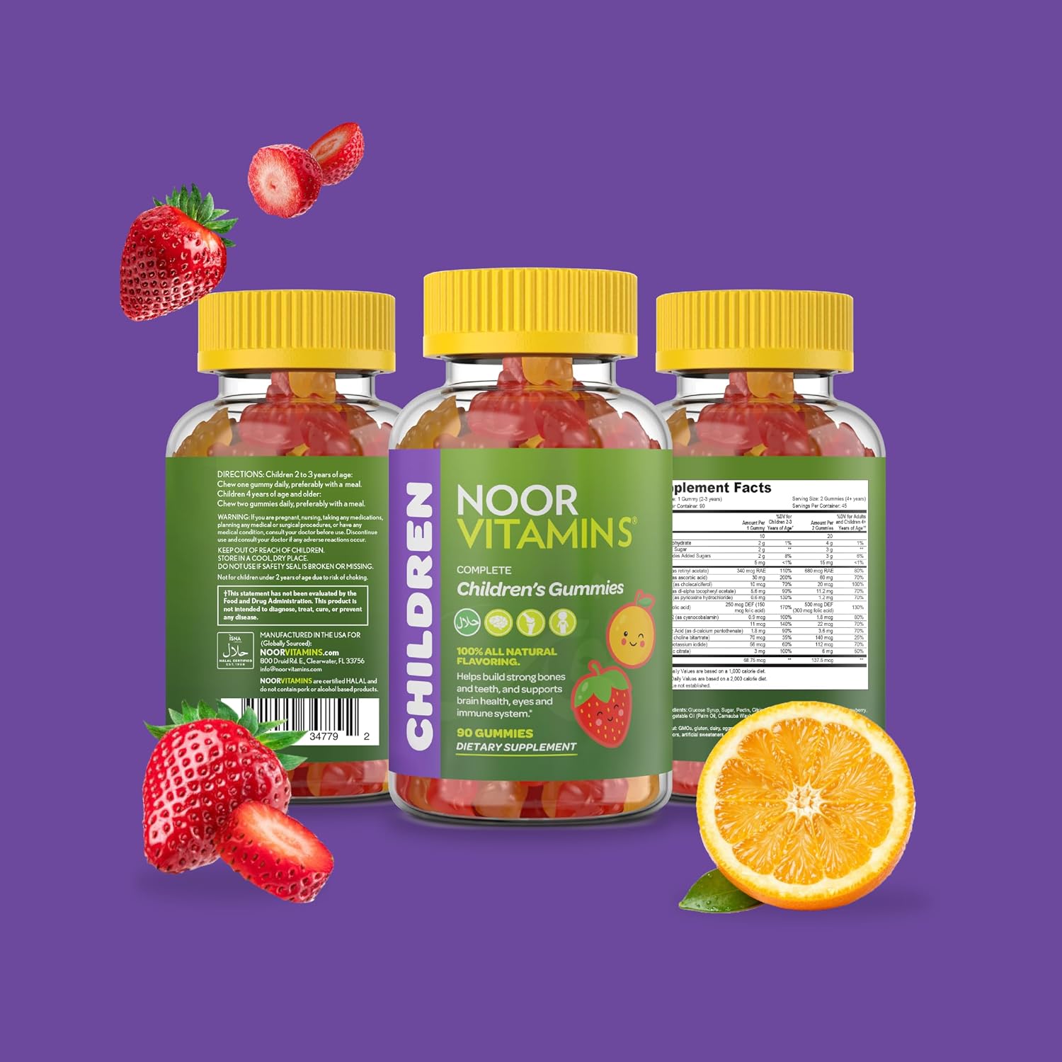Noor Vitamins Multivitamínico Infantil Halal en Gomitas, 90 unidades