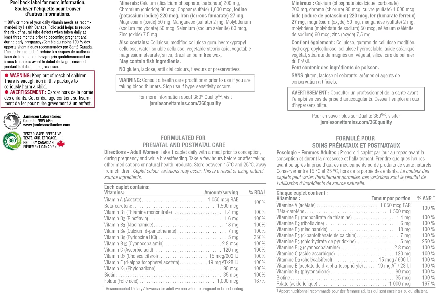 Jamieson Multivitamínico Prenatal 100 Comprimidos