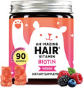 Gominolas de Biotina 5,000 mcg para Cabello, Piel y Uñas – con Vitaminas C y E – 90 Gominolas – Vegano