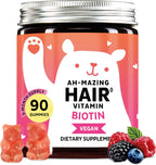 Gominolas de Biotina 5,000 mcg para Cabello, Piel y Uñas – con Vitaminas C y E – 90 Gominolas – Vegano