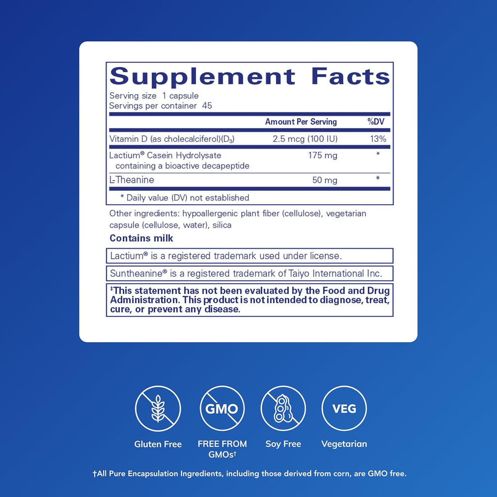 Pure Encapsulations Sereniten Plus – Apoyo para el estrés ocasional y el sueño reparador (45 cápsulas)