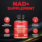 Satoomi Suplemento NAD con Nicotinamida Ribósido, Resveratrol y Quercetina - 60 Cápsulas - 30 Días