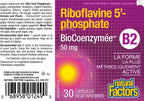 BioCoenzymated Riboflavina 5'-Fosfato 50mg, 30 Cápsulas Vegetales - Natural Factors