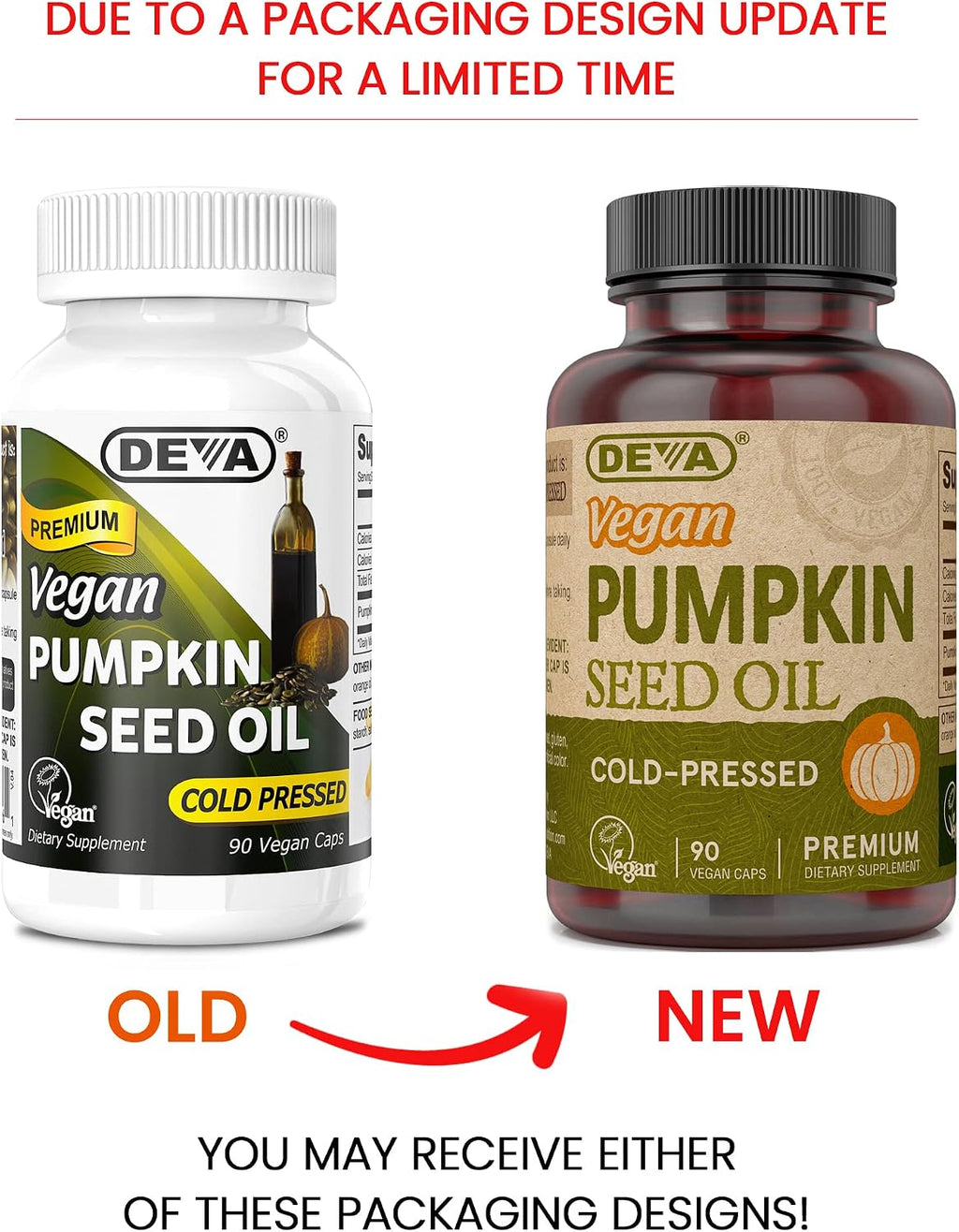 DEVA Nutrition Aceite de Semilla de Calabaza Vegano 500 mg, Prensado en Frío y Sin Refinar - 90 Cápsulas