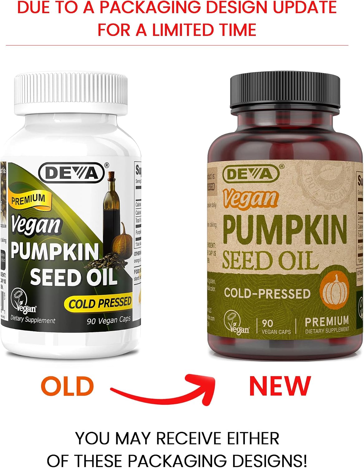 DEVA Nutrition Aceite de Semilla de Calabaza Vegano 500 mg, Prensado en Frío y Sin Refinar - 90 Cápsulas