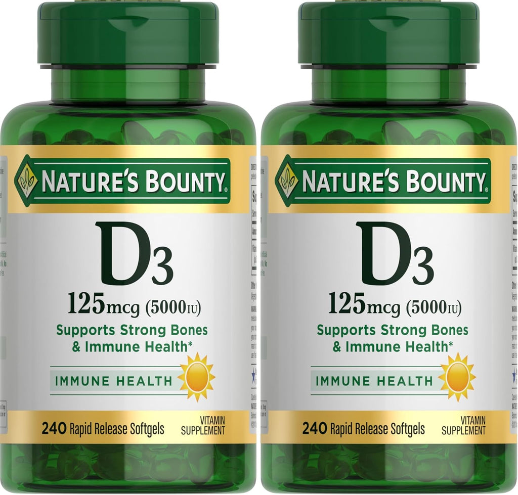 Nature's Bounty Vitamina D3 5000 IU Cápsulas Blandas de Liberación Rápida, 150 Unidades