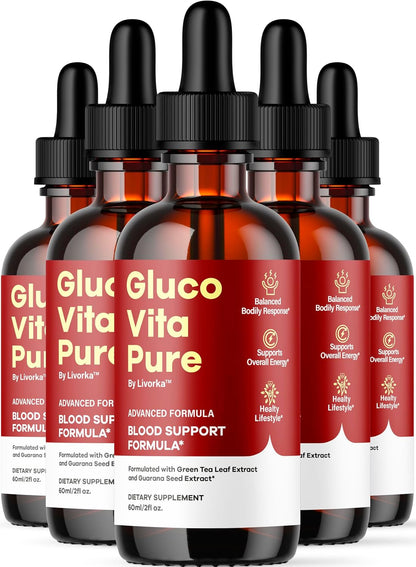 Glucovita Pure Gotas Extracto - Fórmula Líquida Avanzada Natural, Pack de 5 Botellas para 5 Meses – Image 1
