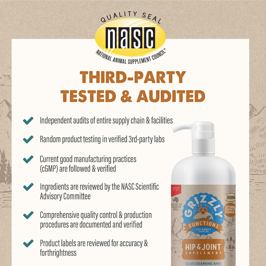 GRIZZLY PET PRODUCTS Joint Aid Liquid - Suplemento Articular para Perros y Gatos - 473 ml