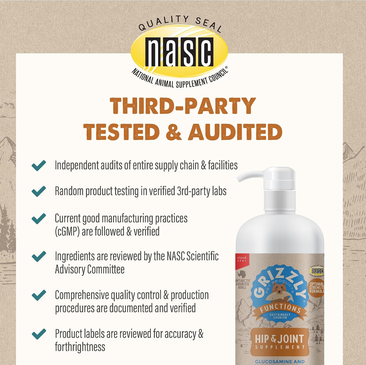 GRIZZLY PET PRODUCTS Joint Aid Liquid - Suplemento Articular para Perros y Gatos - 473 ml