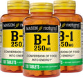MASON NATURAL Vitamina B1 Tiamina 250 mg, 300 Días de Suministro, Suplemento Dietético para Apoyar los Niveles de Energía Naturales, 100 Comprimidos (Paquete de 3)