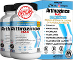 Arthrozince Max Extra Strength Joint Support – Glucosamina, Condroitina, MSM, Boswellia, Cúrcuma – 60 Cápsulas