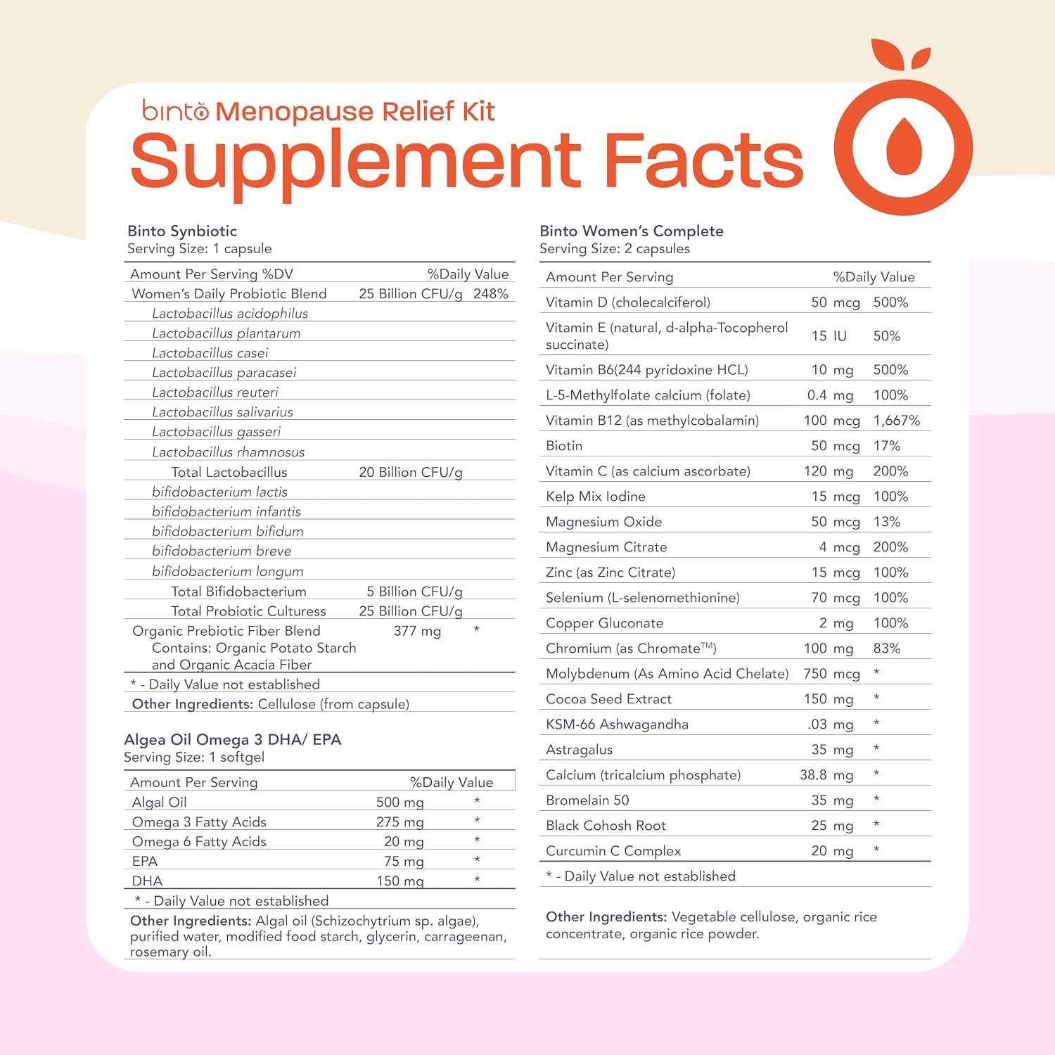 Binto Complete 4-en-1 Pack Multivitamínico para la Menopausia - 1 Mes