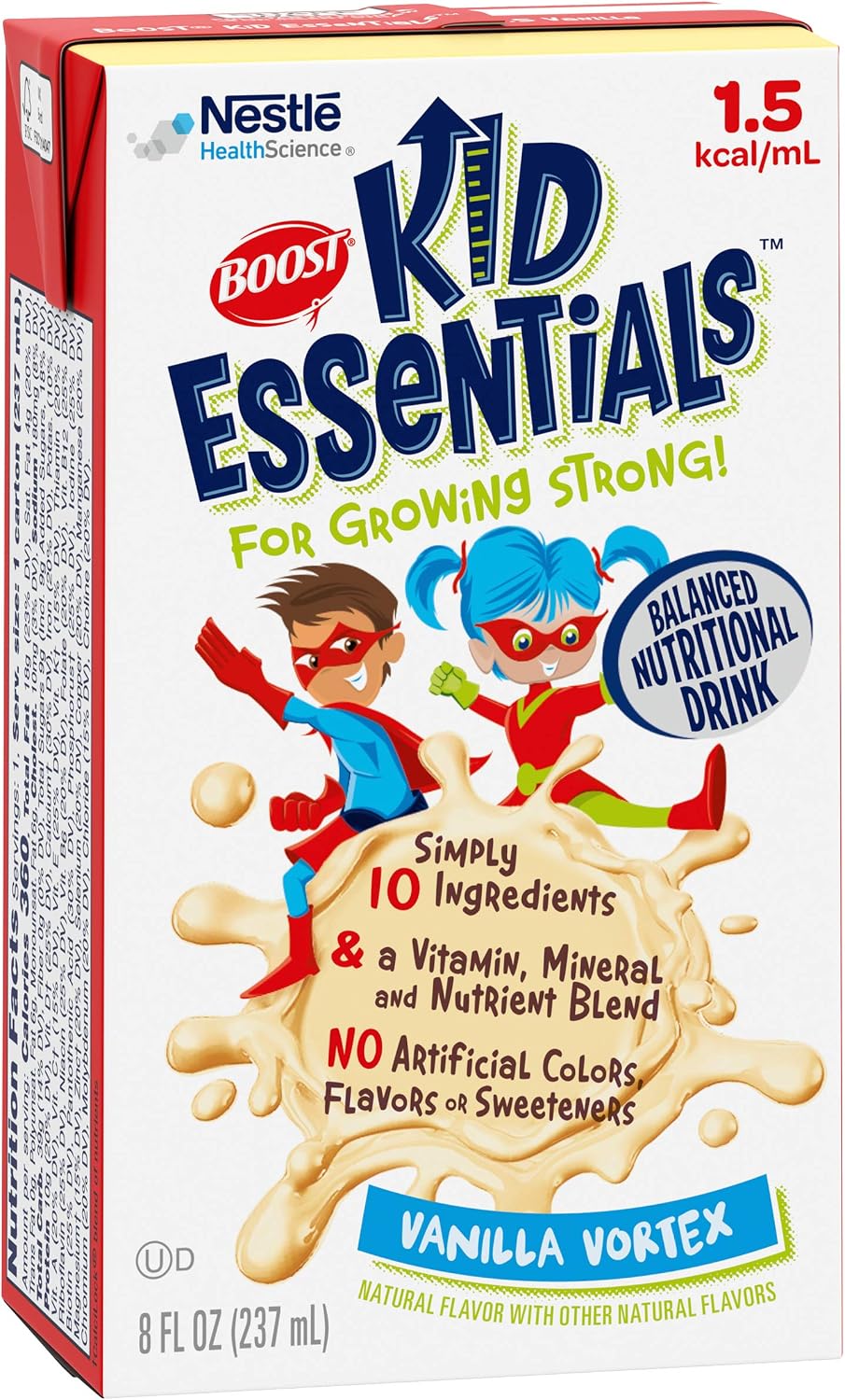Boost Kid Essentials 1.5 Bebida Nutricional Equilibrada para Niños, Sabor Vainilla, 8 fl oz (Pack de 12)