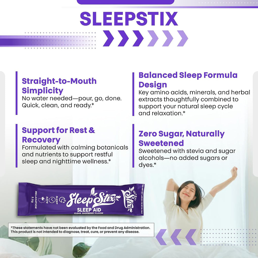 Clean Nutraceuticals Sleep Aid – Polvo de Melatonina con Triptófano, Glicina, Valeriana, Magnesio, L-teanina, Zinc, Inositol, GABA, B6, 5-HTP – 20 Sticks