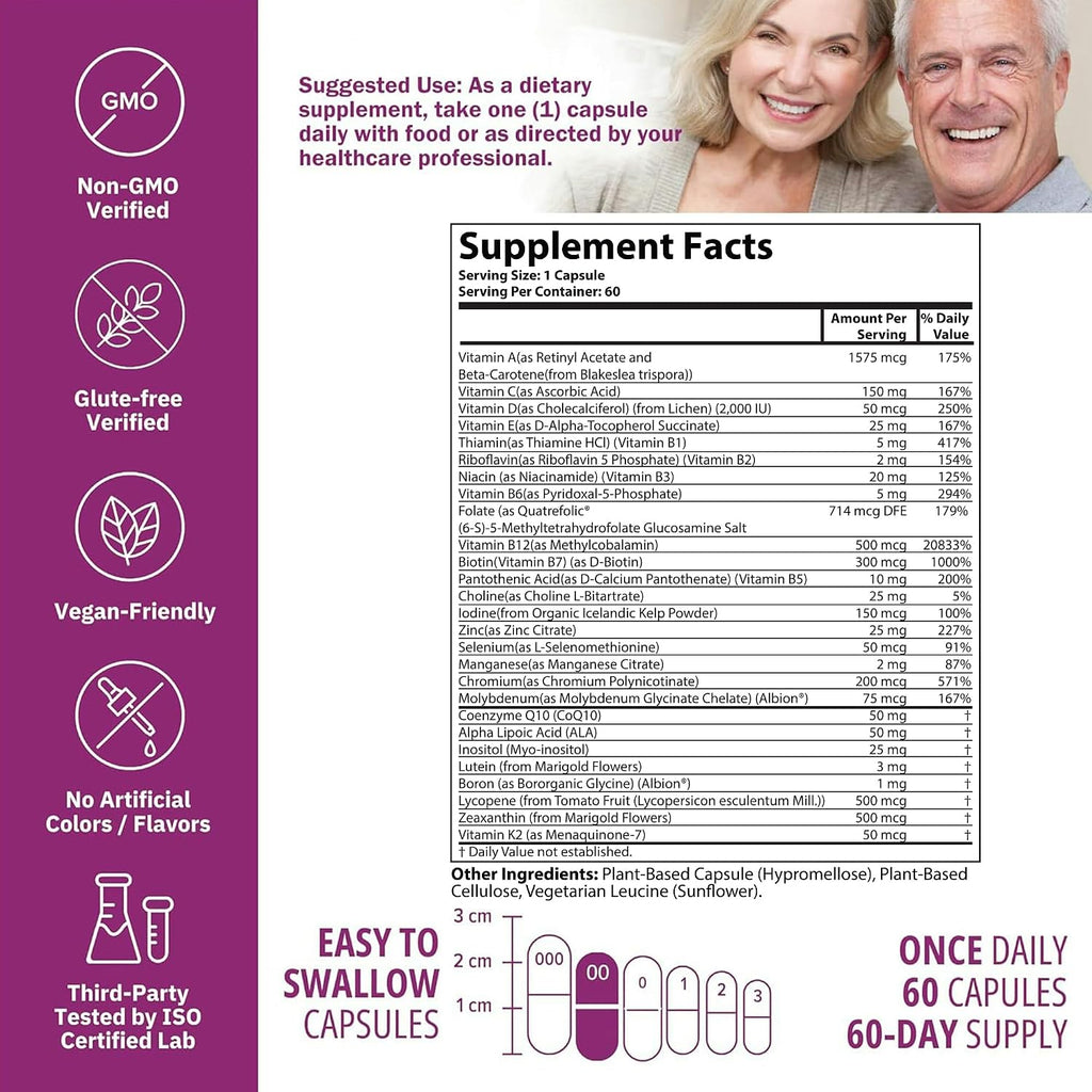 NatureGenX Just One Daily Methylated Multivitamin – Iron-Free – 60 Cápsulas (2 Meses)