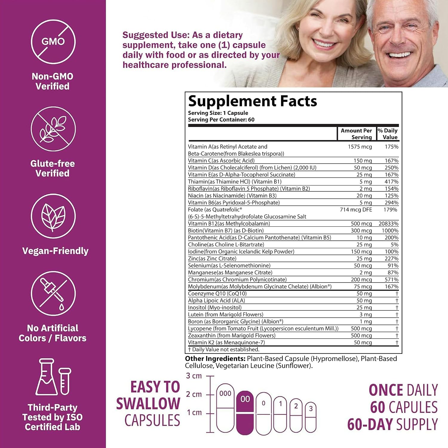 NatureGenX Just One Daily Methylated Multivitamin – Iron-Free – 60 Cápsulas (2 Meses)