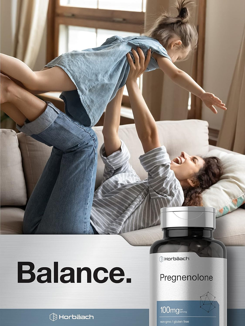 Horbäach Pregnenolona 100mg | 180 Cápsulas | No-GMO y Sin Gluten